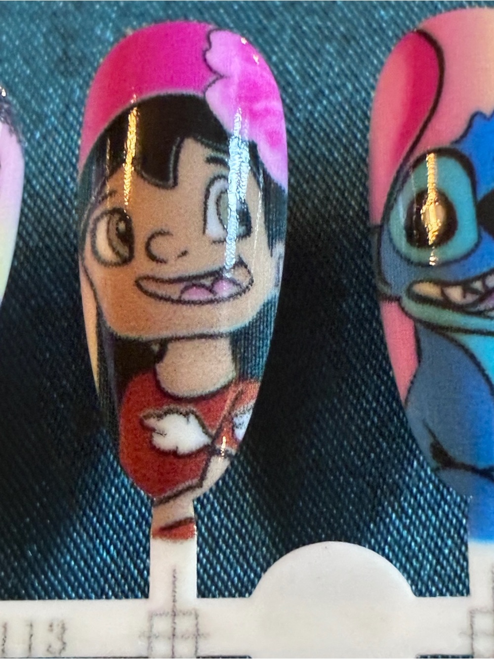 Disney Pink and Blue Lilo & Stitch Character Nail Art
